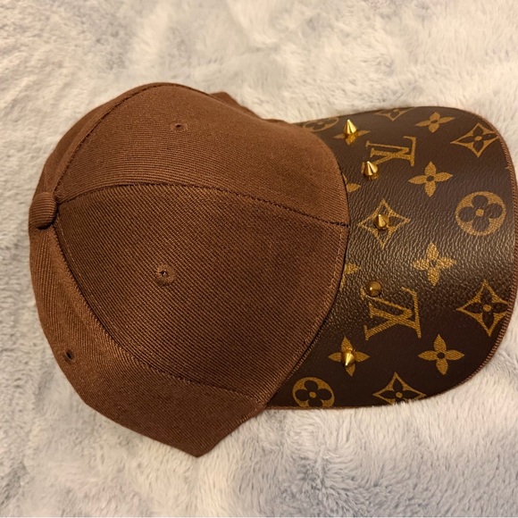 Brown Cap with Gold Studs and Louise Vuitton Canvas - Picture 3 of 5